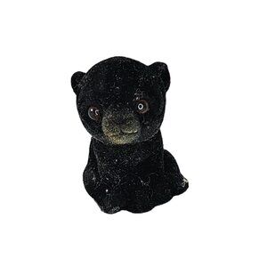 Vintage Josef Originals Flocked Black Bear Cub Figurine